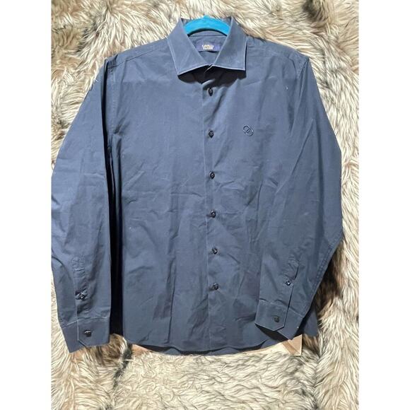 Cavalli Class Navy Blue Men's Button Up Long Sleeve Shirt Size‎ 42 16 1/2 - Picture 1 of 5